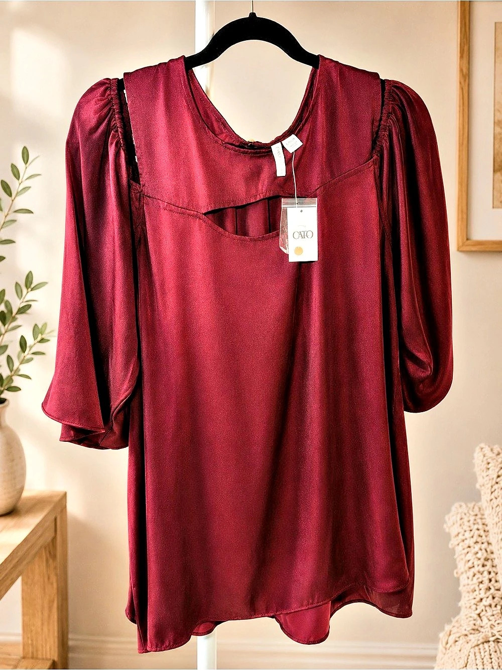 Cato Cold Shoulder Blouse in Burgundy NWT